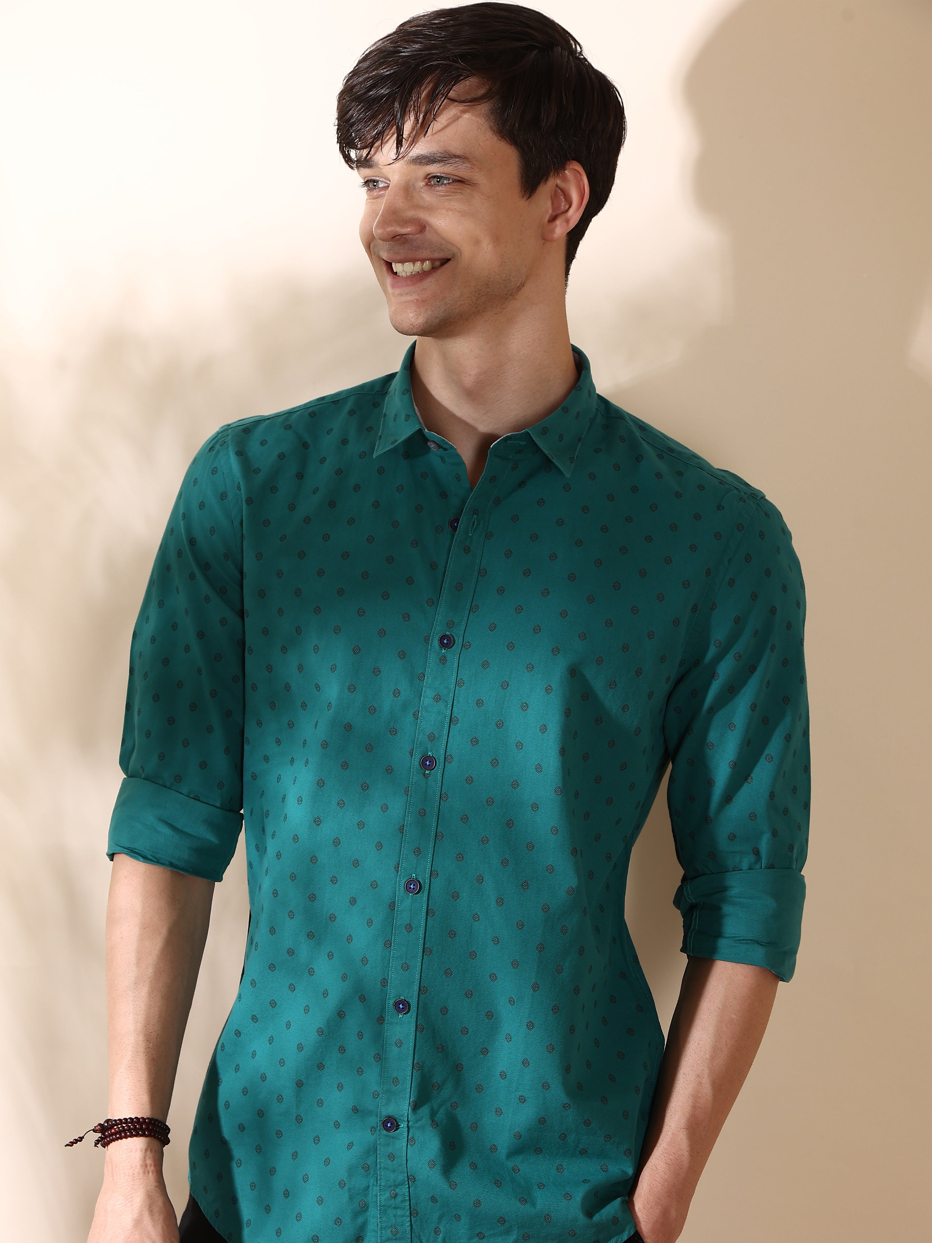 DK Olive Art Semi Casual Shirt