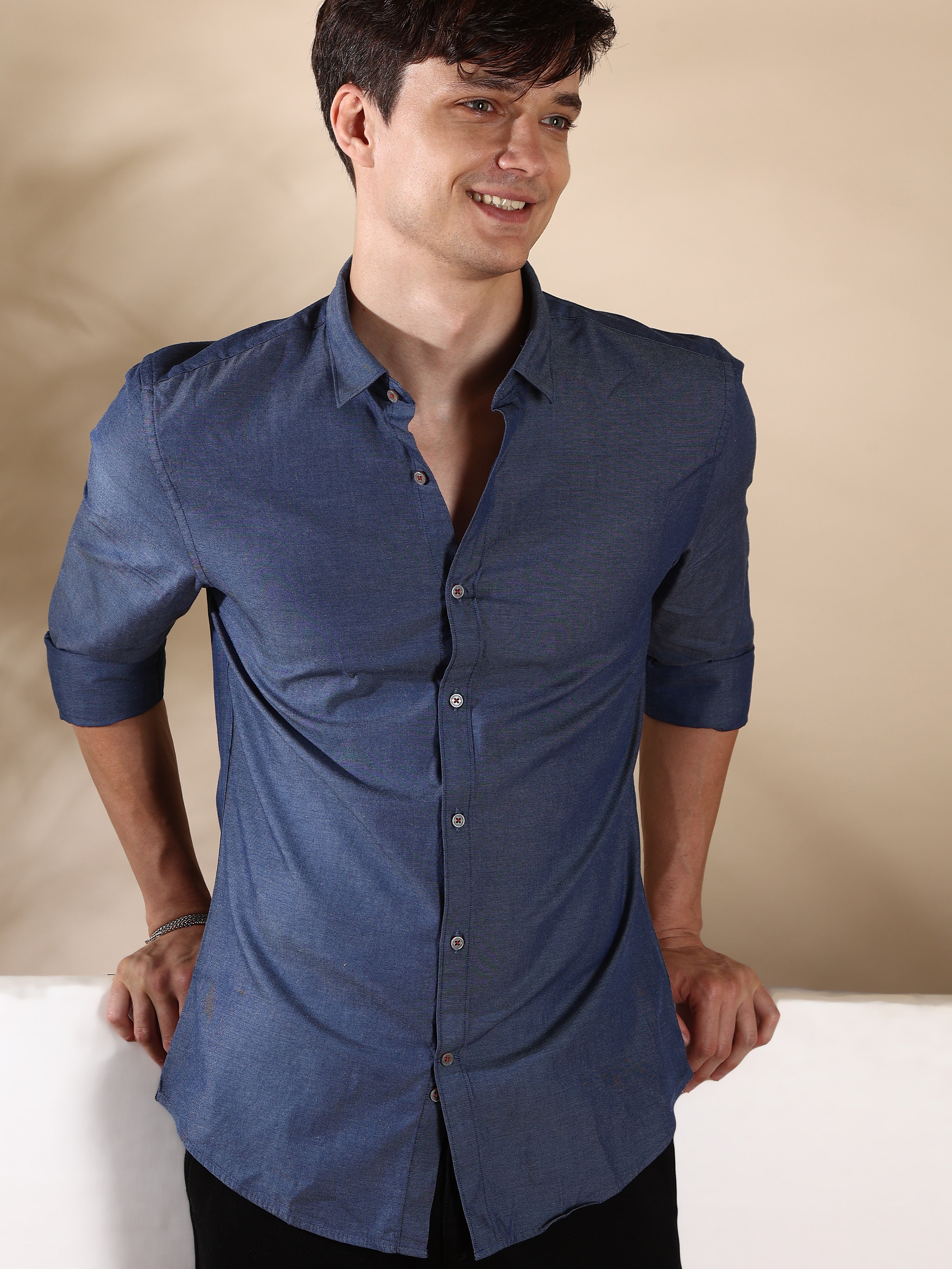 Mid Navy Semi Casual Shirt