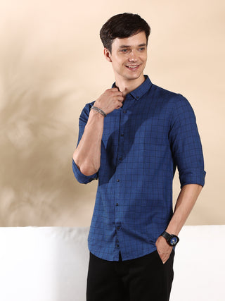 Checkmate Blue Semi Casual Shirt shop online at Estilocus. • Full-sleeve check shirt• Cut and sew placket• Regular collar• Double button square cuff.• Curved hemline• Finest quality sewing• Machine wash care• Suitable to wear with all types of bottoms• Ma