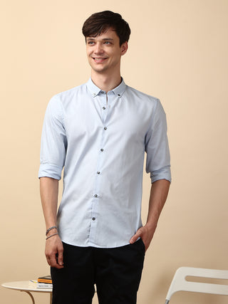 Snow Blue Semi casual full sleeve shirt shop online at Estilocus. • Full-sleeve solid shirt• Cut and sew placket• Regular collar• Double button square cuff.• Curved hemline• Finest quality sewing• Machine wash care• Suitable to wear with all types of bott