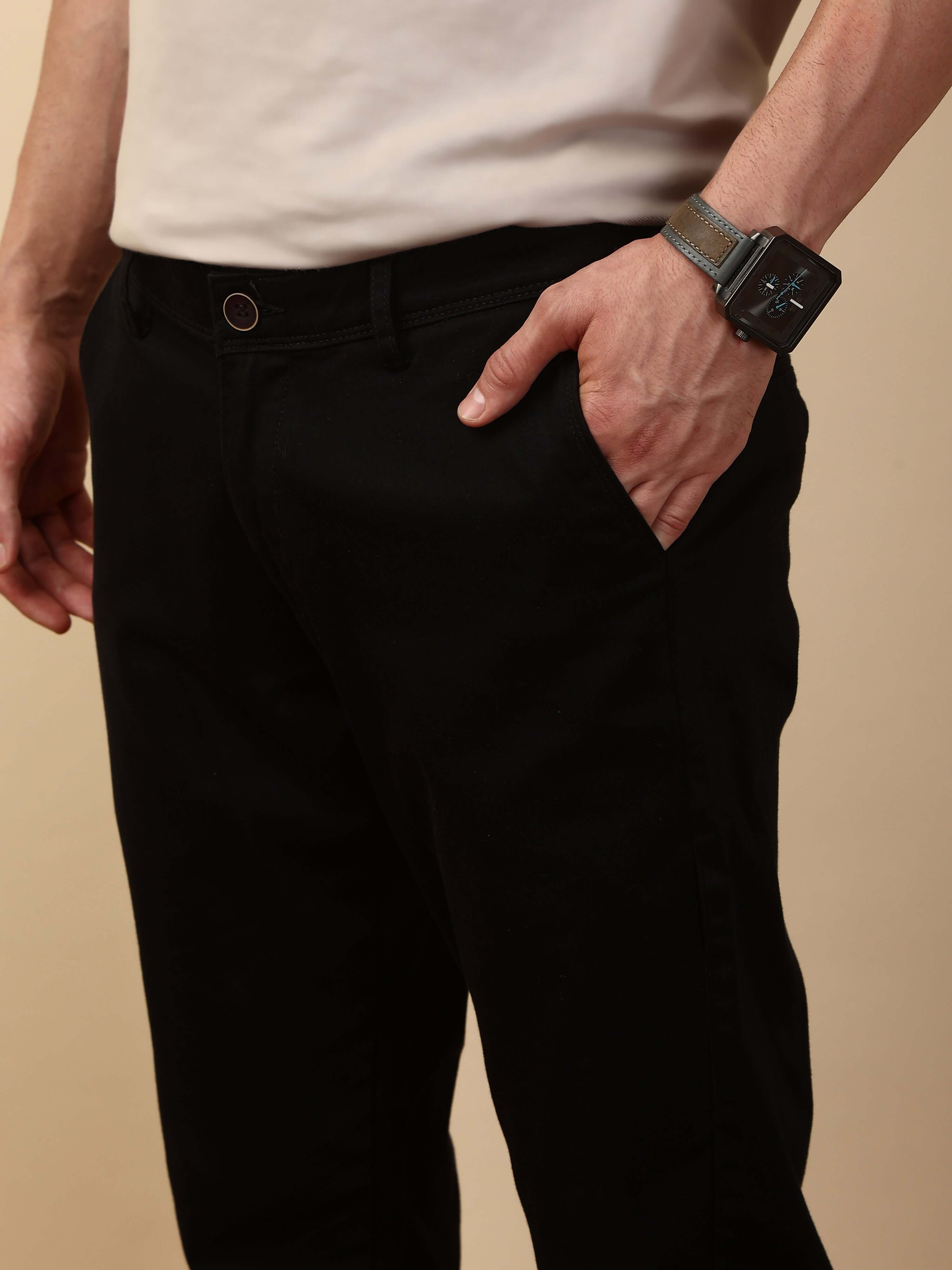 Grease Black Chino Pants