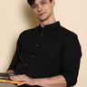 Black Solid Casual Full Sleeve Shirt