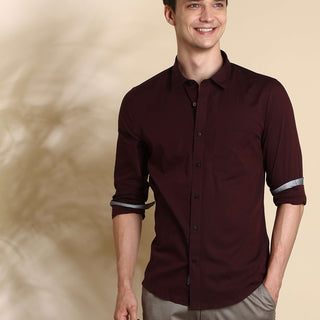 Maroon Solid Casual Full Sleeves Shirt_ ESTILOCUS CASUAL SHIRT_ estilocus