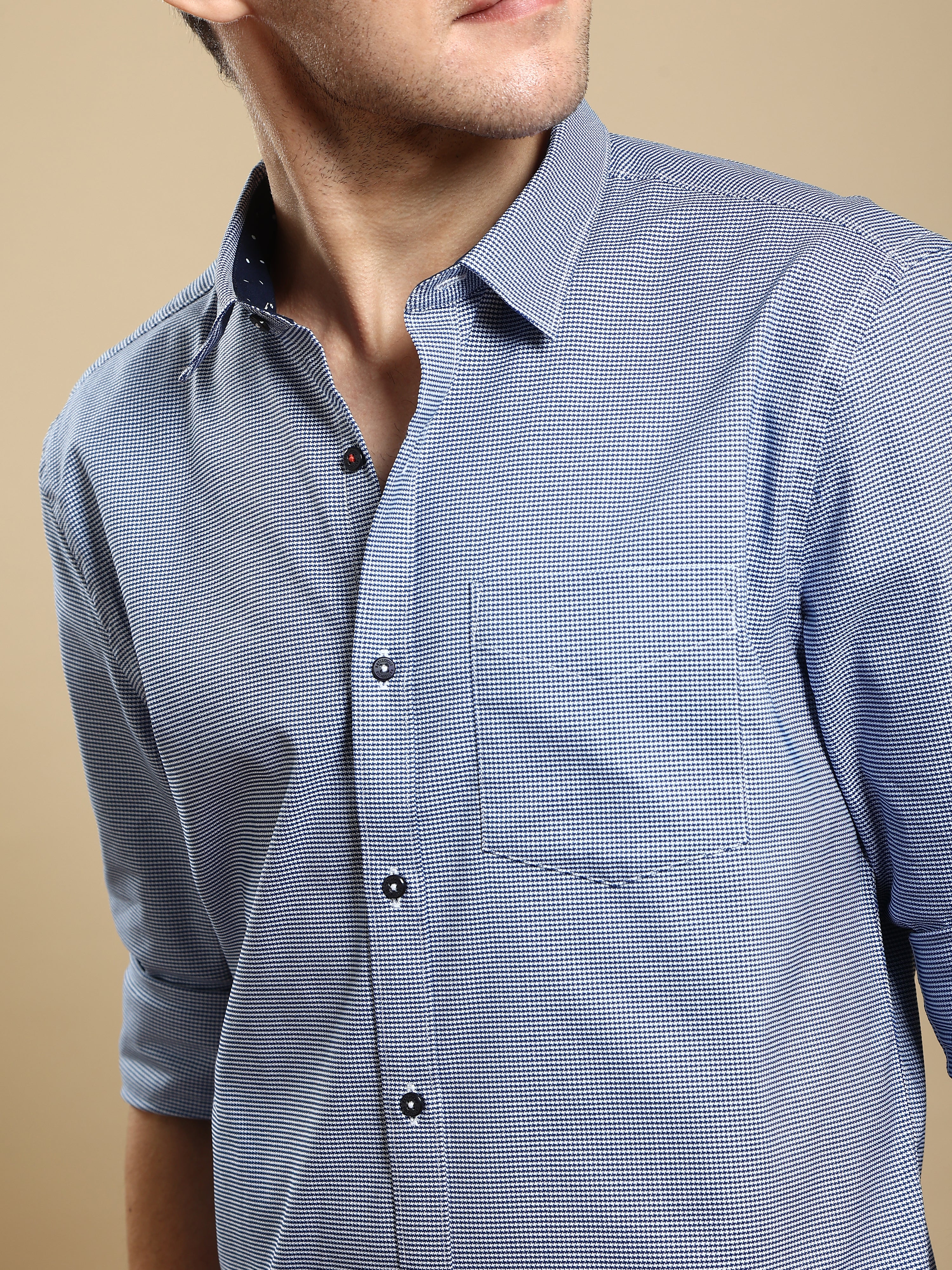 Mesmercize Blue Semi Casual Shirt