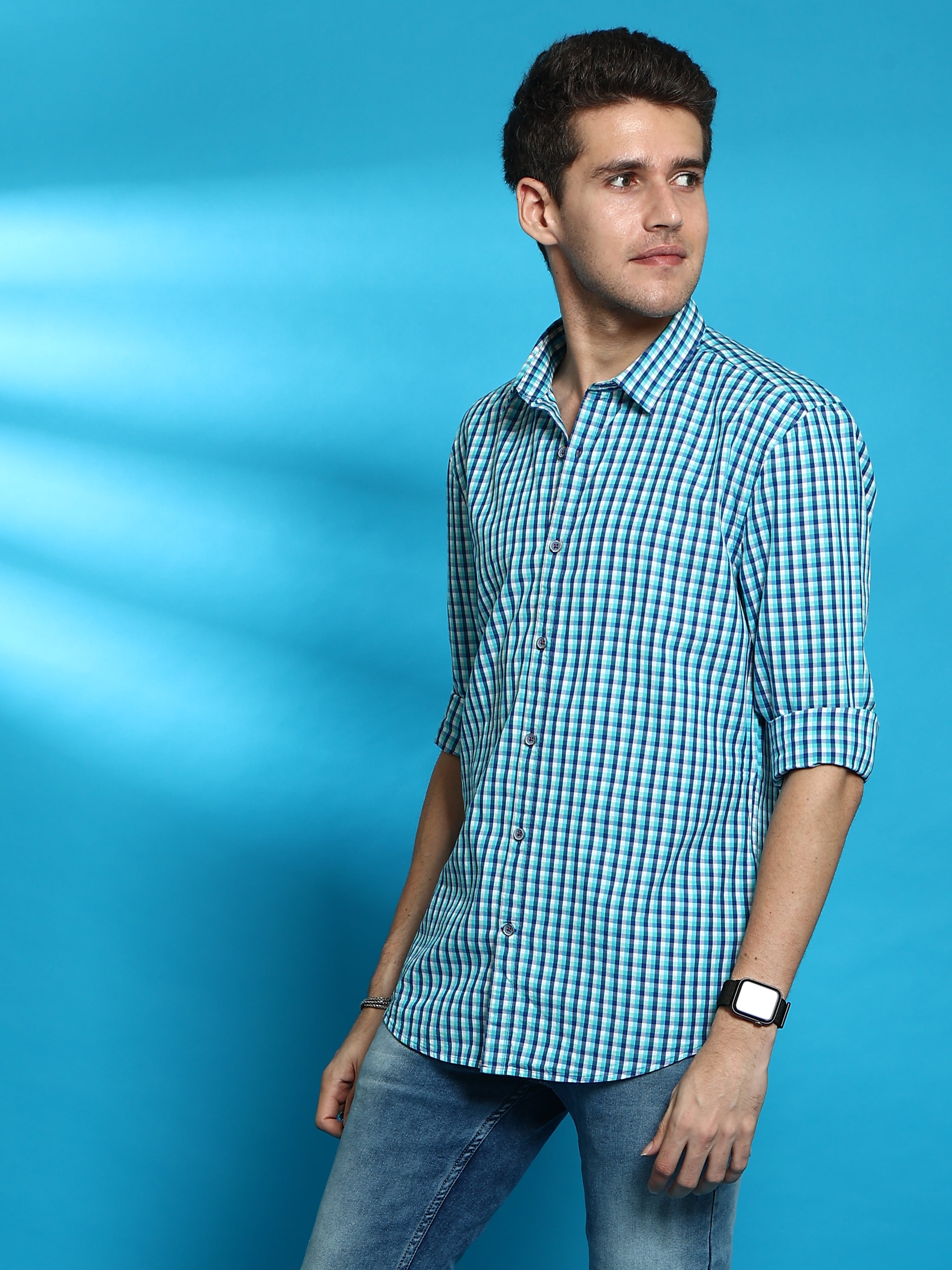 Evergreen Blue Semi Casual Shirt