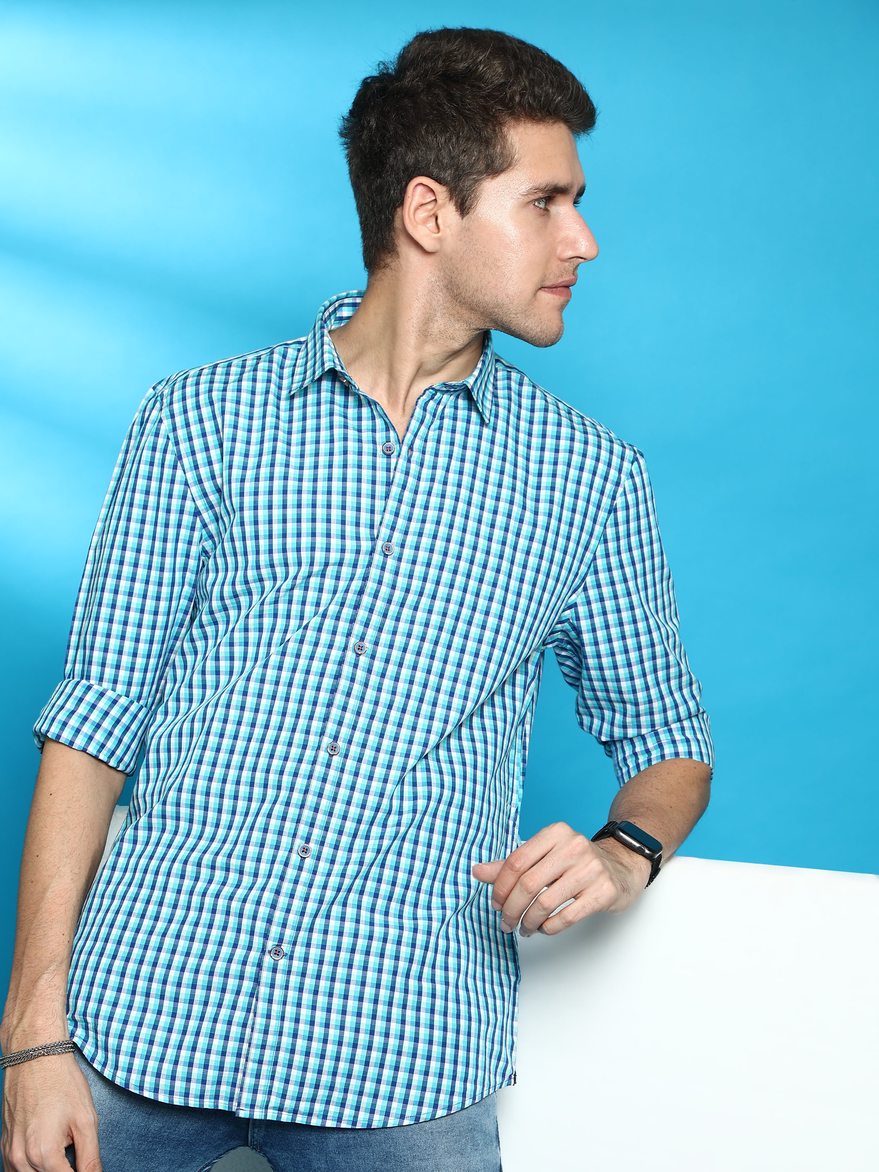 Evergreen Blue Semi Casual Shirt