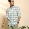 BR White & Green casual check full Sleeve shirt