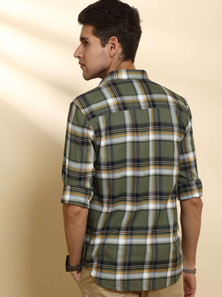 Olive Check Casual Full Sleeve Shirt shop online at Estilocus. • Full-sleeve check shirt• Cut and sew placket• Regular collar• Double button square cuff.• Single pocket with logo embroidery• Curved hemline• Finest quality sewing• Machine wash care• Suitab