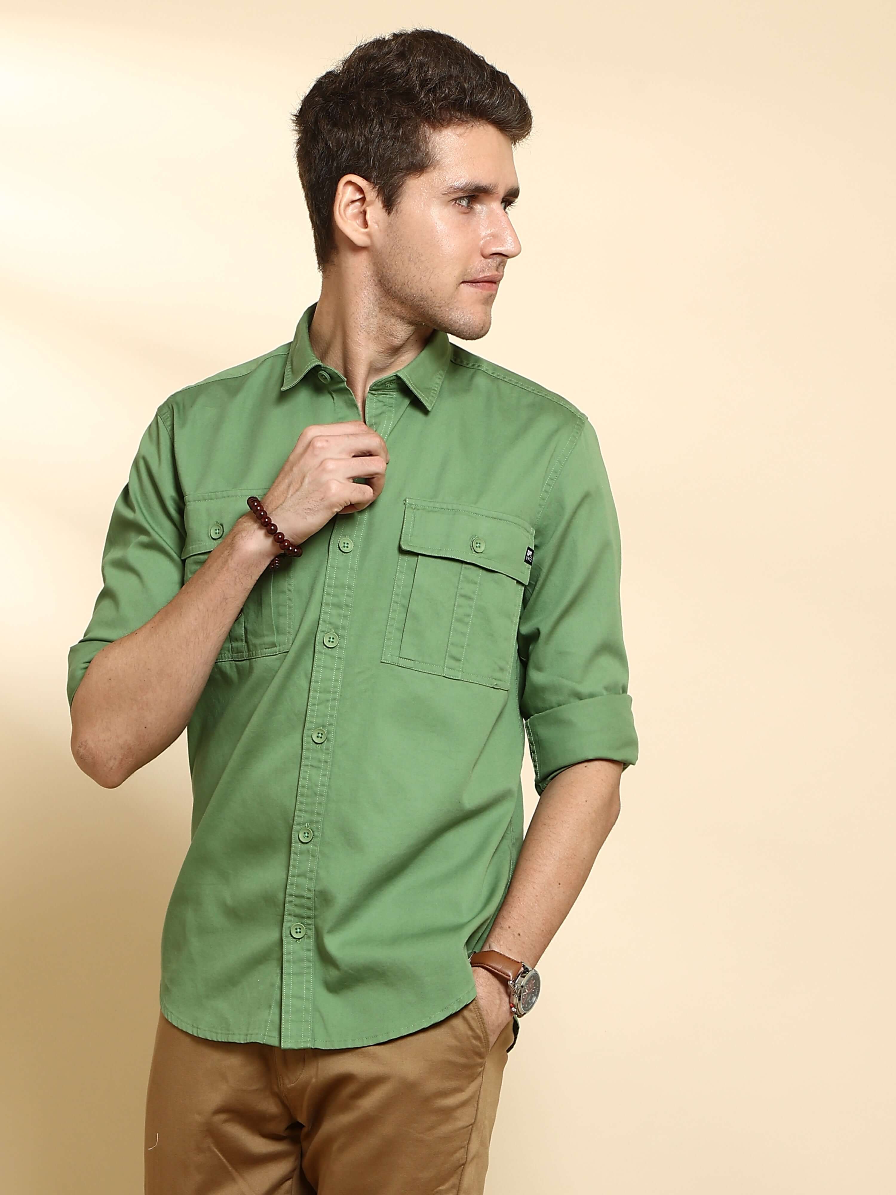 Green Cargo casual full sleeve shirt_ ESTILOCUS CASUAL SHIRT_ estilocus