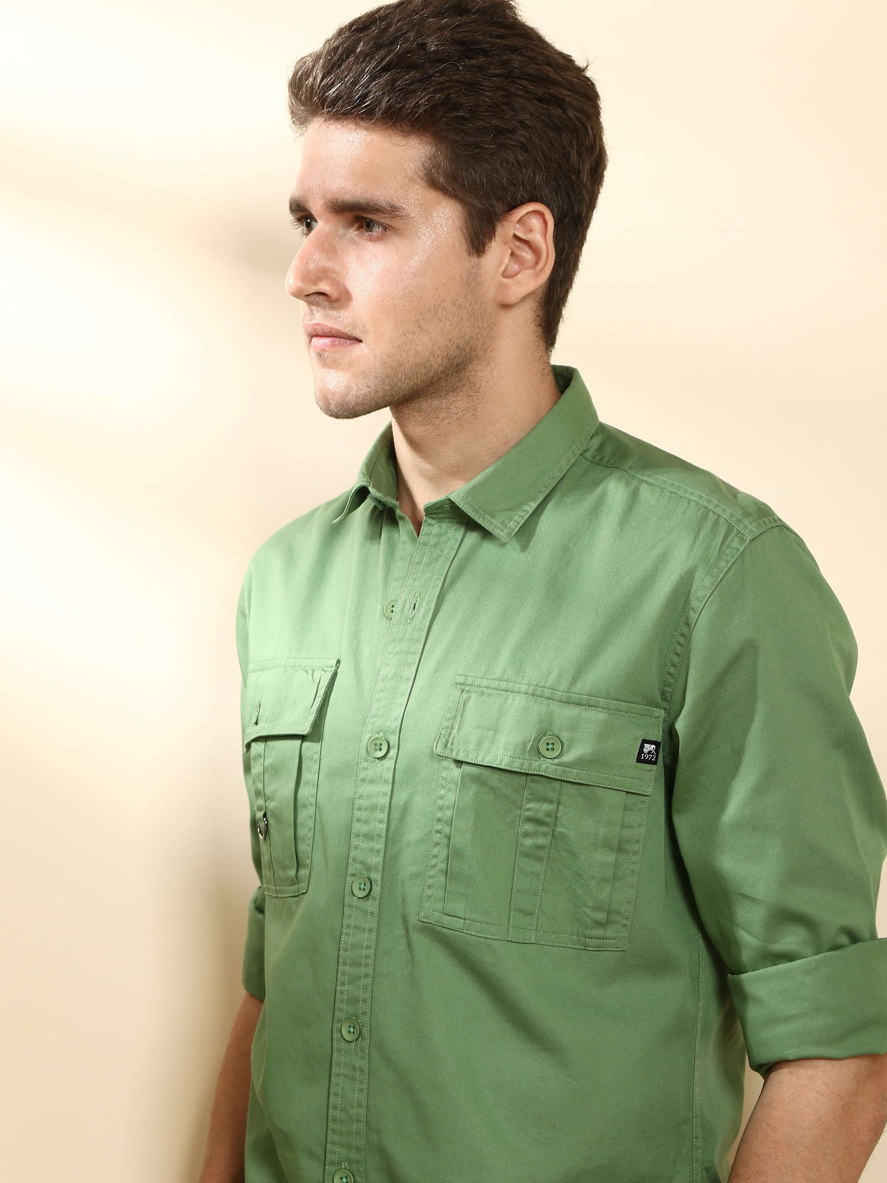Green Cargo casual full sleeve shirt_ ESTILOCUS CASUAL SHIRT_ estilocus