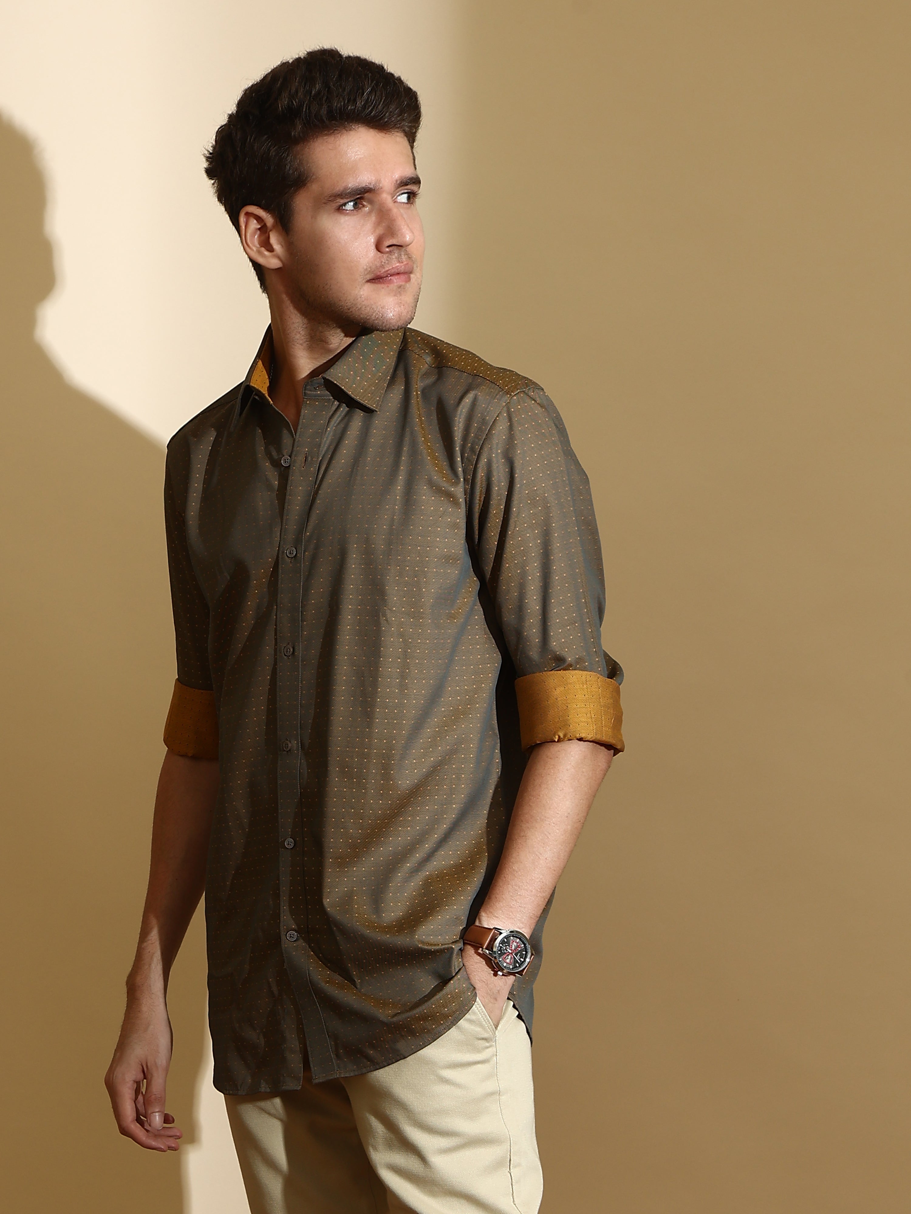 GIZA Gold Semi Casual Full Sleeve Shirt