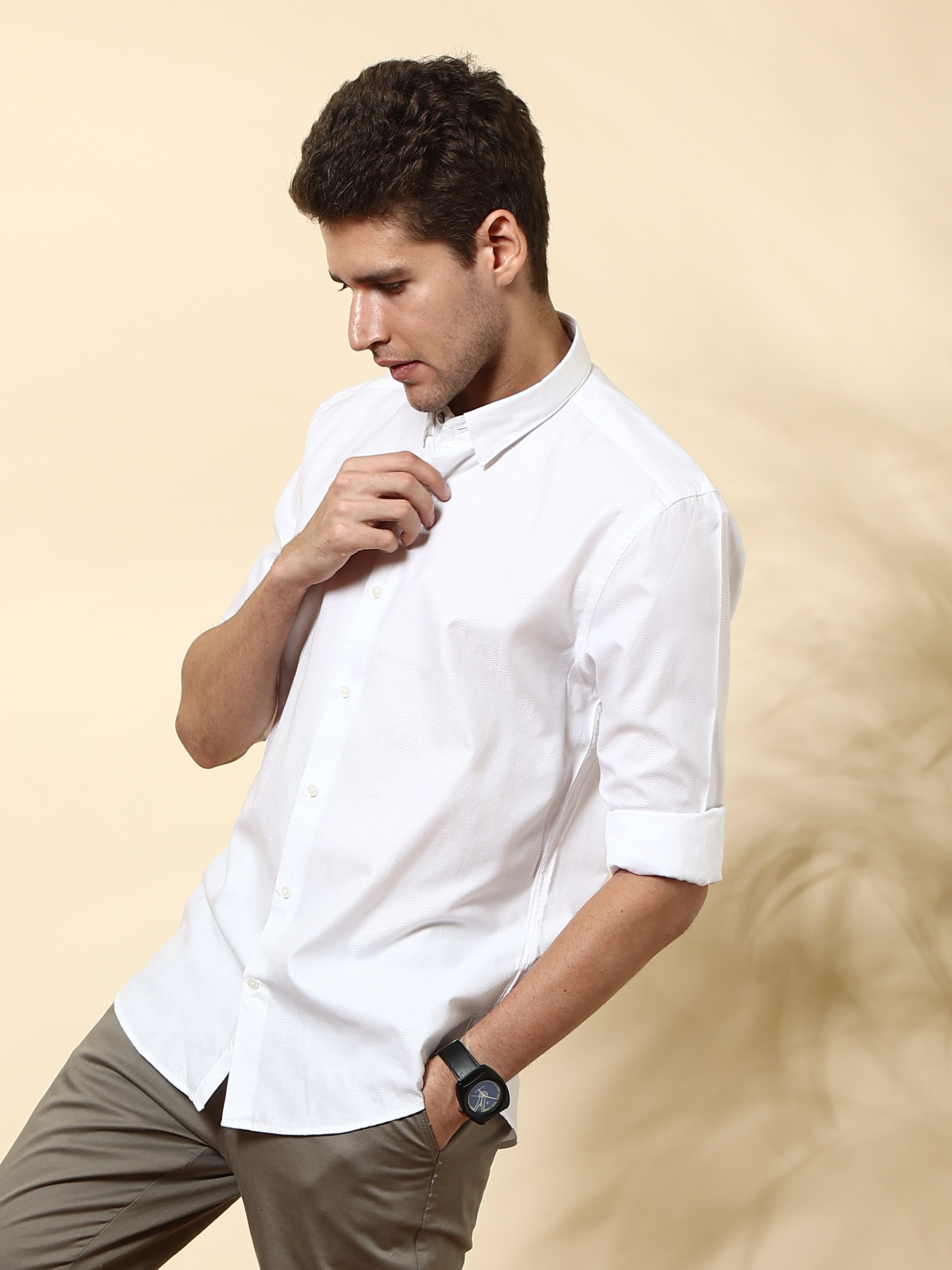 Orchid White Semi Casual Shirt