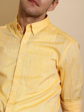 Mango Yellow Semi Casual Shirt shop online at Estilocus. • Full-sleeve solid shirt• Cut and sew placket• Regular collar• Double button square cuff.• Single pocket with logo embroidery• Curved hemline• Finest quality sewing• Machine wash care• Suitable to