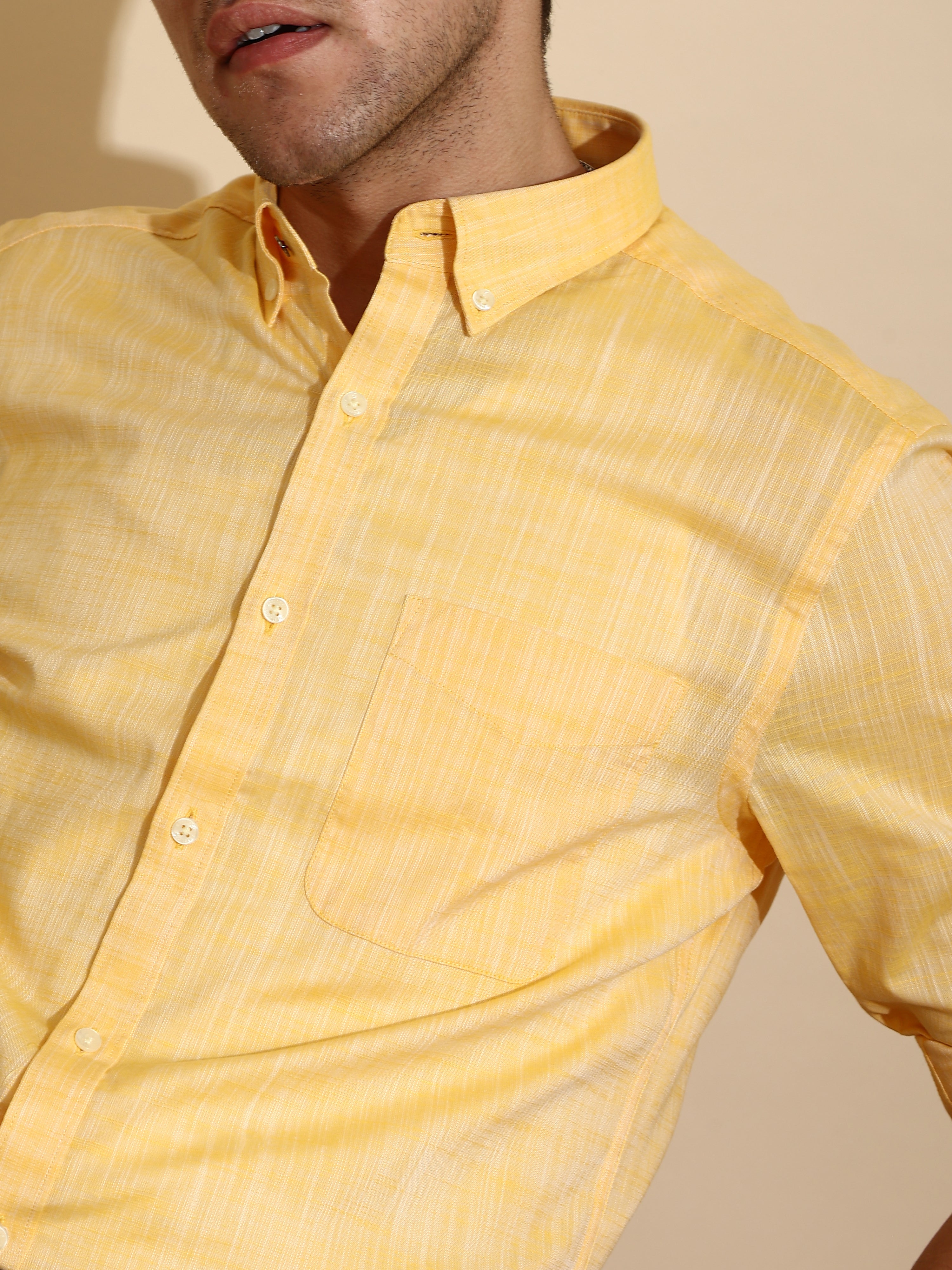 Mango Yellow Semi Casual Shirt