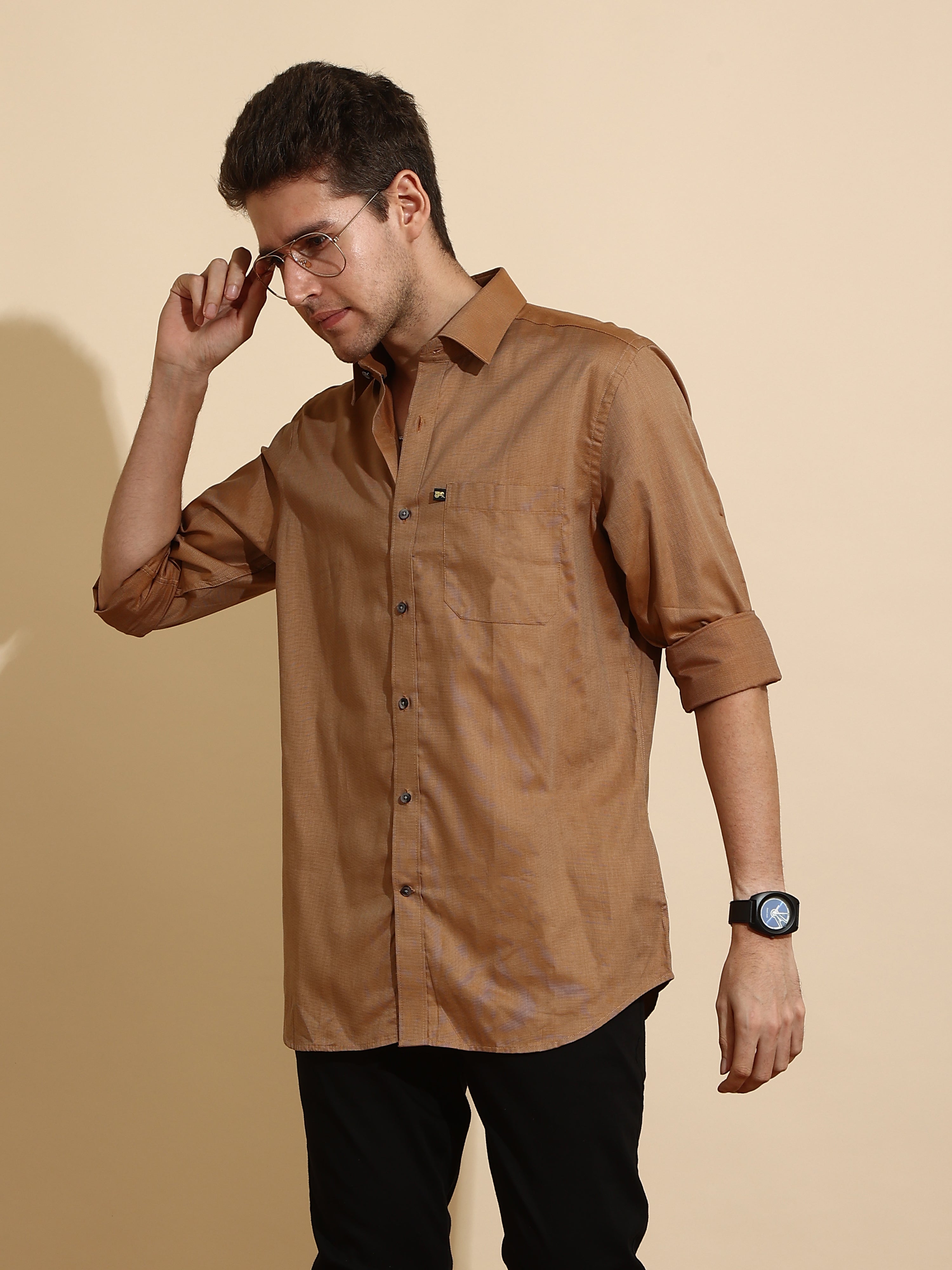 Silky Brown Semi Casual Shirt