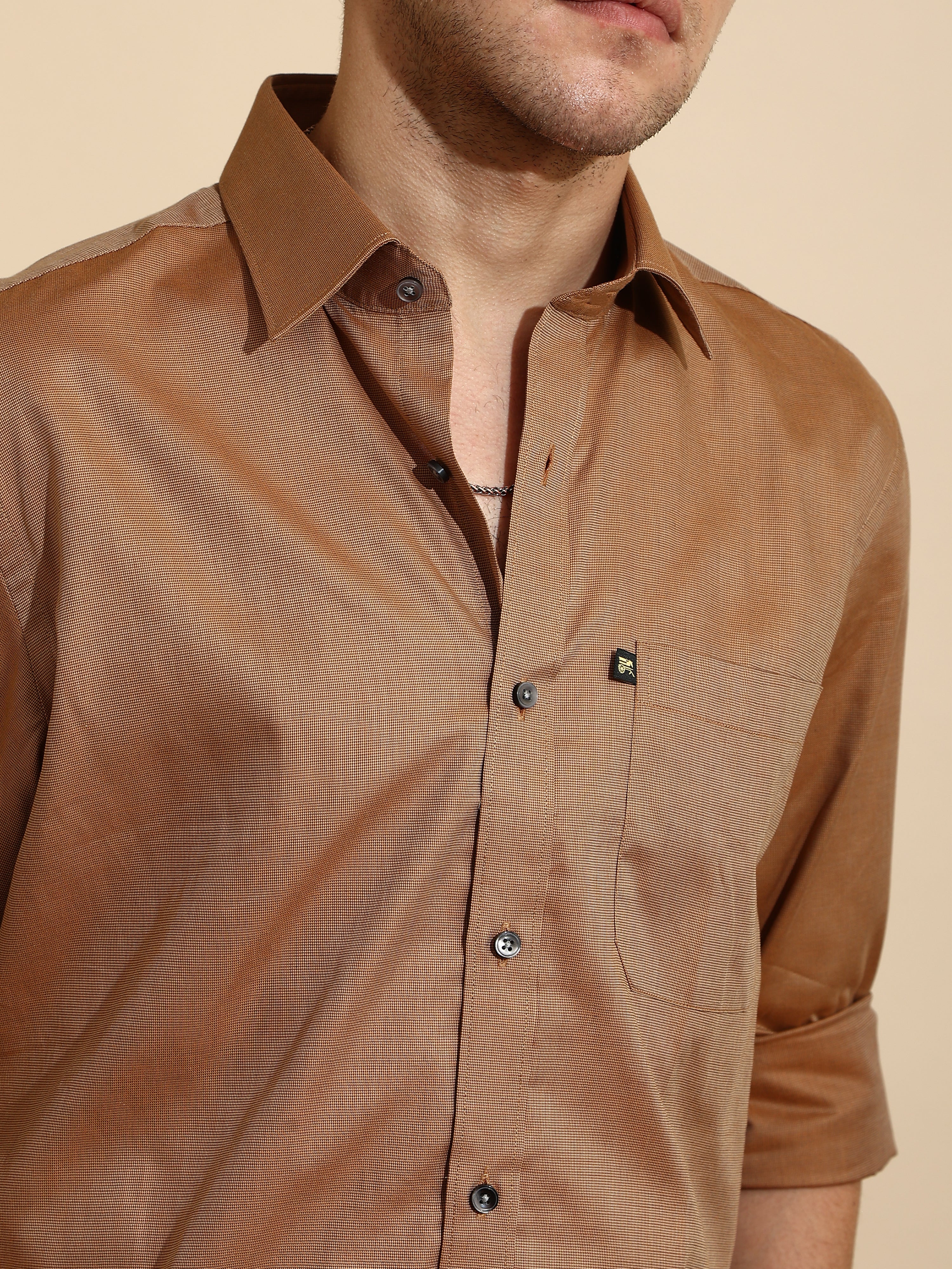 Silky Brown Semi Casual Shirt