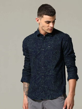 Indigo Tribal Tattoo Printed Shirt