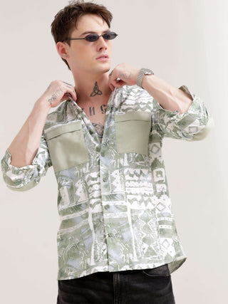 Duval green abstract print shirt - Men's Casual Wear shop online at Estilocus. Get seen in the Duval green abstract print shirt! Perfect blend of modern art & comfort. Unique design, standout style. Grab yours now!