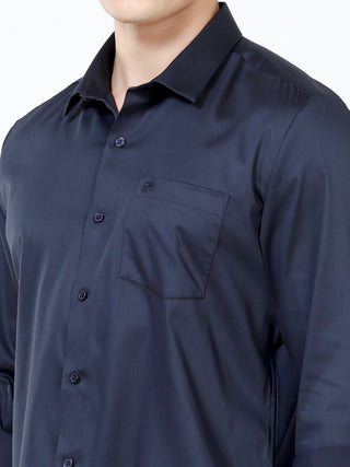 Maritime Blue Satin Solid Shirt