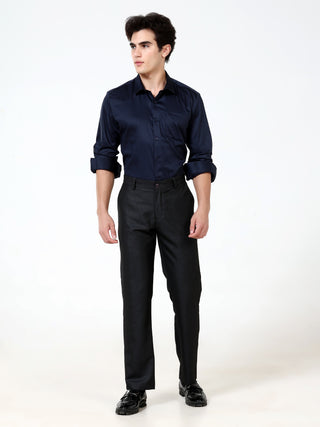 Maritime Blue Satin Solid Shirt