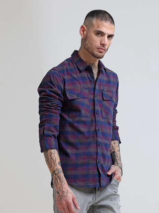 Burgundy Corduroy Check Shirt shop online at Estilocus. Step into refined style with our Burgundy Corduroy Comfort Fit Casual Shirt. This timeless piece boasts double pockets with button flaps, fusing luxurious corduroy with modern design for urban sophis