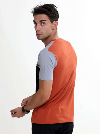 Thrive tangy orange light weight tshirt shop online at Estilocus. This relax-fit Cut and Sew T-shirt is comfortable and the perfect essential all year round. Pair it with white jeans and sneakers and layer it up with a denim jacket for a casual and put-to