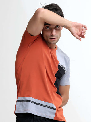 Thrive tangy orange light weight tshirt shop online at Estilocus. This relax-fit Cut and Sew T-shirt is comfortable and the perfect essential all year round. Pair it with white jeans and sneakers and layer it up with a denim jacket for a casual and put-to