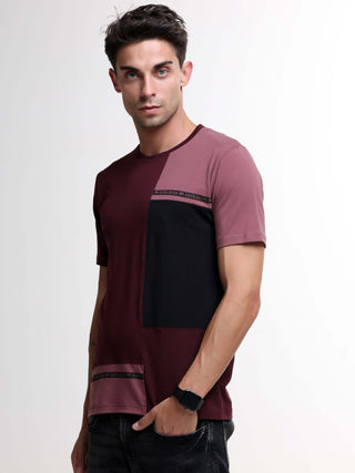 Thrive burnt prune light weight tshirt shop online at Estilocus. This relax-fit Cut and Sew T-shirt is comfortable and the perfect essential all year round. Pair it with white jeans and sneakers and layer it up with a denim jacket for a casual and put-tog