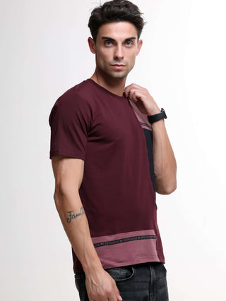 Thrive burnt prune light weight tshirt shop online at Estilocus. This relax-fit Cut and Sew T-shirt is comfortable and the perfect essential all year round. Pair it with white jeans and sneakers and layer it up with a denim jacket for a casual and put-tog