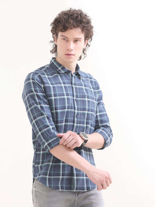 Eaton Blue Windowpane Check Shirt - Summer Style shop online at Estilocus. Elevate your look with the Eaton blue check shirt. Ideal for any summer event, our new arrival guarantees a sharp, casual sophistication.