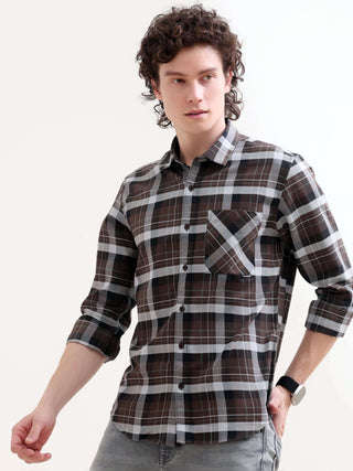 Melfi Dark Brown Duplin Check Shirt for Men shop online at Estilocus. Shop the latest Melfi dark brown Duplin check shirt for sharp summer style. Perfect for the modern man. Order now for a timeless look!