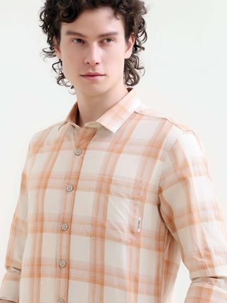 Orange Cotton Check Shirt for Men - New Summer Arrival shop online at Estilocus. Elevate your style with Pierck's Orange Check Shirt. Breathable cotton, perfect for summer. Shop the latest in men's casual now!