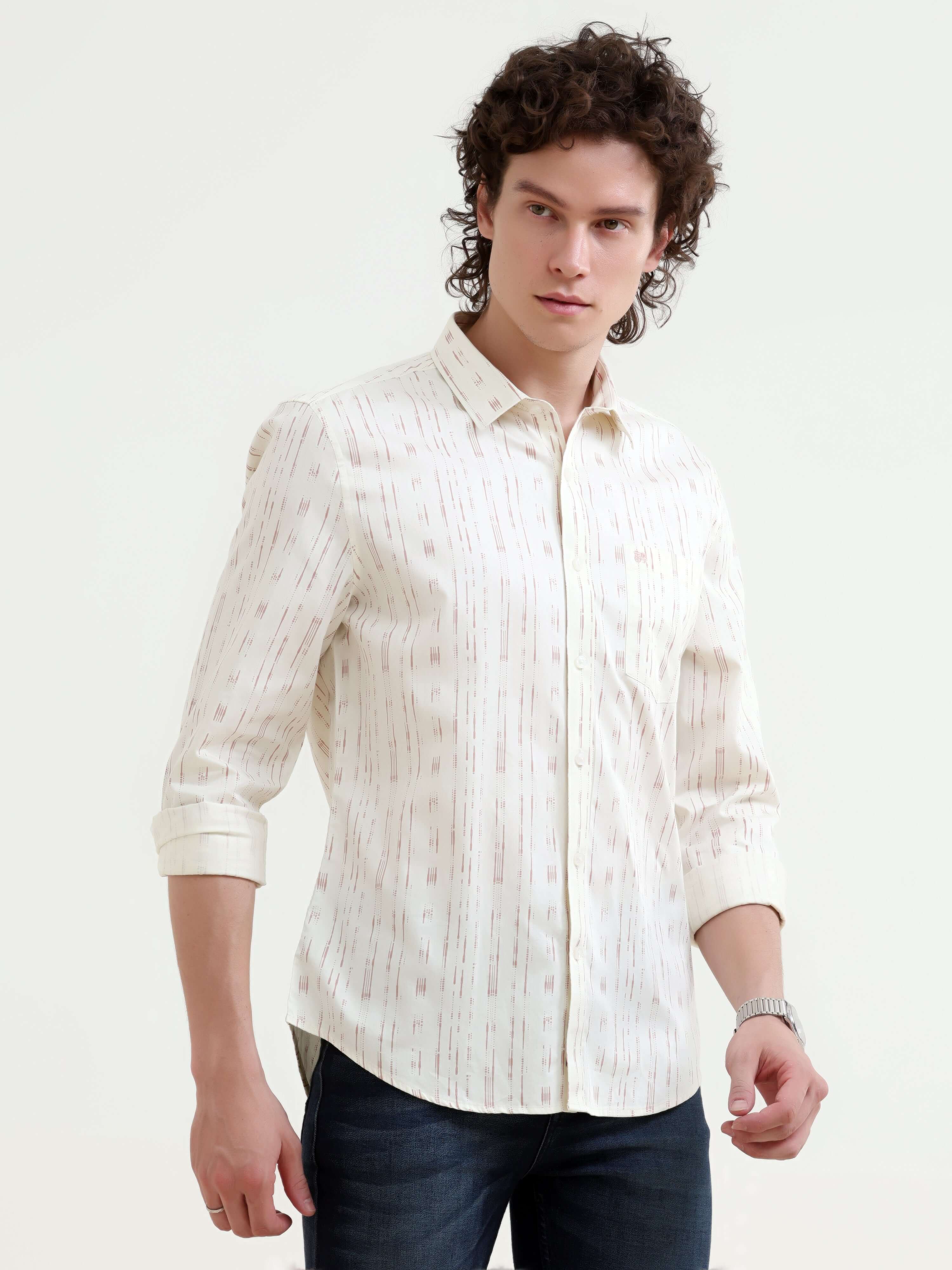 Soren Peach Stripe Shirt - New Men's Summer Casual Wear shop online at Estilocus. Elevate your style with the Soren cotton stripe shirt, your go-to for cool comfort this summer. Shop the new arrival for a fresh look!