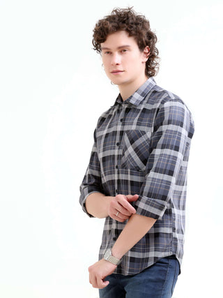 Melfi Teal Check Shirt | Men's Summer Style shop online at Estilocus. Shop the Melfi Teal Dupplin Check Shirt for men. A seamless blend of comfort & modern summer fashion. Perfect fit for a sharp look. Order now!