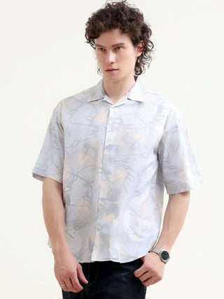 Mirajo Men's Dusky Blue Oversized Shirt shop online at Estilocus. Shop the new Mirajo oversized shirt for a breezy summer style. Light, airy, and perfect for casual days. Get your Hawaiian vibe on!