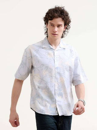 Mirajo Men's Dusky Blue Oversized Shirt shop online at Estilocus. Shop the new Mirajo oversized shirt for a breezy summer style. Light, airy, and perfect for casual days. Get your Hawaiian vibe on!