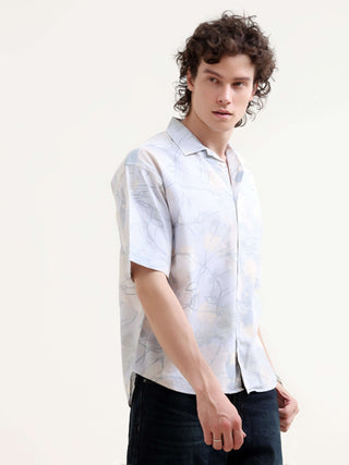 Mirajo Men's Dusky Blue Oversized Shirt shop online at Estilocus. Shop the new Mirajo oversized shirt for a breezy summer style. Light, airy, and perfect for casual days. Get your Hawaiian vibe on!