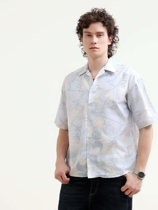 Mirajo Men's Dusky Blue Oversized Shirt shop online at Estilocus. Shop the new Mirajo oversized shirt for a breezy summer style. Light, airy, and perfect for casual days. Get your Hawaiian vibe on!