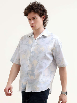 Mirajo Men's Dusky Blue Oversized Shirt shop online at Estilocus. Shop the new Mirajo oversized shirt for a breezy summer style. Light, airy, and perfect for casual days. Get your Hawaiian vibe on!