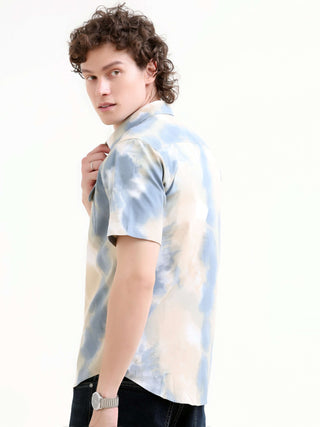 Pastel Blue Watercolor Print Shirt - Men's Casual New shop online at Estilocus. Elevate your summer style with our pasty blue watercolor shirt. Perfect fit for a vibrant casual look. Shop the new arrival now!