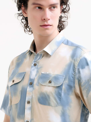 Pastel Blue Watercolor Print Shirt - Men's Casual New shop online at Estilocus. Elevate your summer style with our pasty blue watercolor shirt. Perfect fit for a vibrant casual look. Shop the new arrival now!