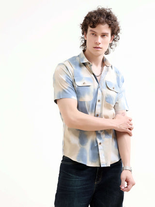 Pastel Blue Watercolor Print Shirt - Men's Casual New shop online at Estilocus. Elevate your summer style with our pasty blue watercolor shirt. Perfect fit for a vibrant casual look. Shop the new arrival now!