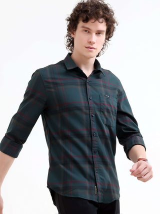 Green Check Shirt | Men's Summer New Arrival shop online at Estilocus. Elevate your style with the Boxlines green tonal check shirt - perfect for summer days & smart-casual evenings. Shop the latest in men's fashion now!