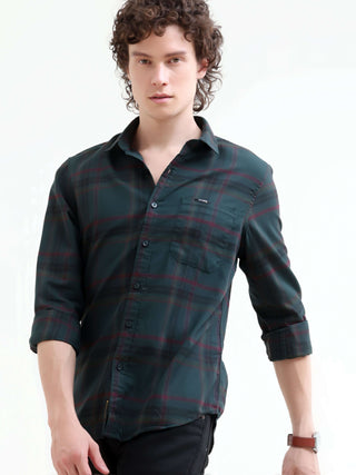 Green Check Shirt | Men's Summer New Arrival shop online at Estilocus. Elevate your style with the Boxlines green tonal check shirt - perfect for summer days & smart-casual evenings. Shop the latest in men's fashion now!