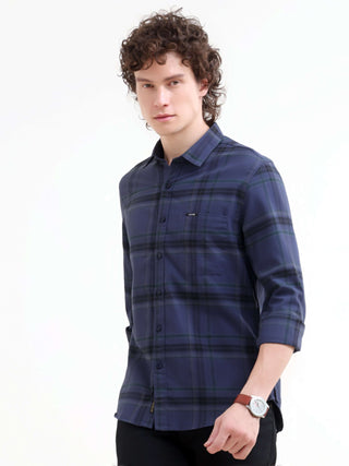 Navy Tonal Check Shirt - Summer New Arrival for Men shop online at Estilocus. Elevate your style with our navy check shirt, perfect for summer. A new arrival that promises a sharp look for any occasion. Shop now!