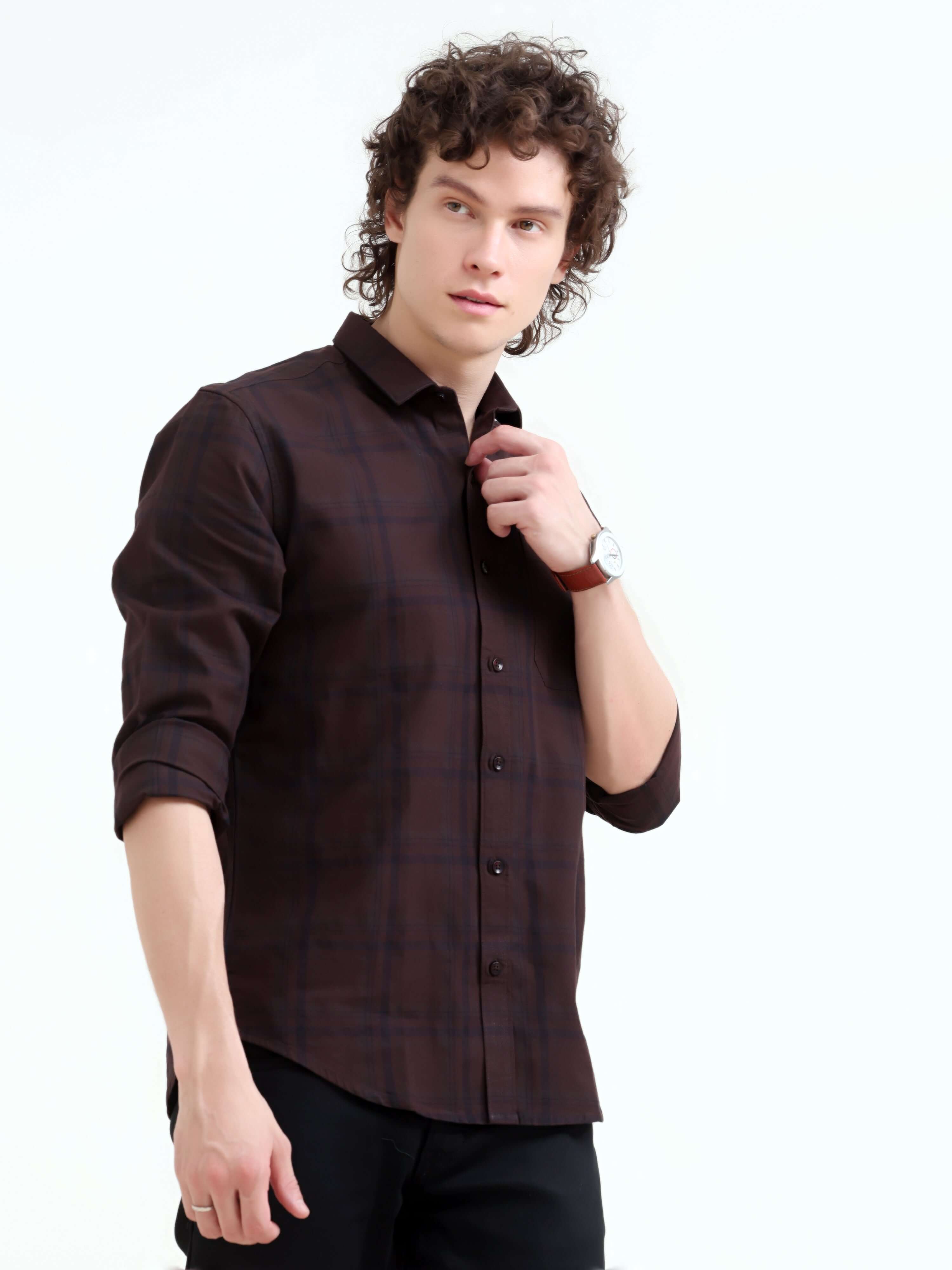 Frazey Brown Dupplin Check Shirt | Men's Summer Fashion shop online at Estilocus. Elevate your style with our new Frazey brown dupplin check shirt. Perfect for summer, this casual menswear is a modern must-have!