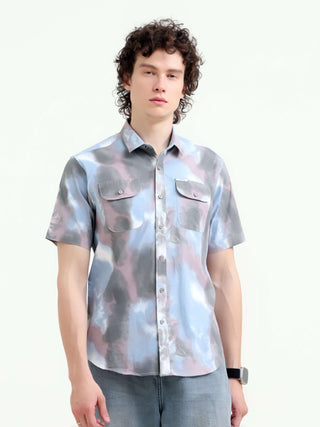 Pastel Blue Watercolor Shirt - New Men's Summer Fashion shop online at Estilocus. Elevate summer style with our pastel blue shirt, featuring unique watercolor prints. Perfect for a casual yet artistic look. Shop now!