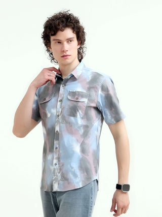 Pastel Blue Watercolor Shirt - New Men's Summer Fashion shop online at Estilocus. Elevate summer style with our pastel blue shirt, featuring unique watercolor prints. Perfect for a casual yet artistic look. Shop now!