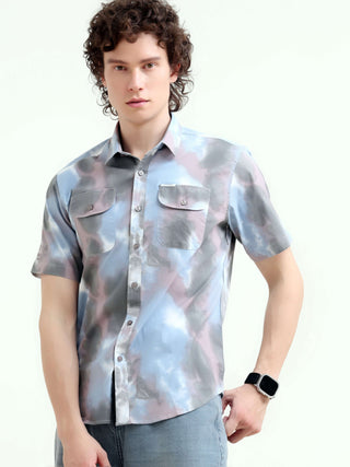 Pastel Blue Watercolor Shirt - New Men's Summer Fashion shop online at Estilocus. Elevate summer style with our pastel blue shirt, featuring unique watercolor prints. Perfect for a casual yet artistic look. Shop now!