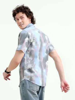 Pastel Blue Watercolor Shirt - New Men's Summer Fashion shop online at Estilocus. Elevate summer style with our pastel blue shirt, featuring unique watercolor prints. Perfect for a casual yet artistic look. Shop now!